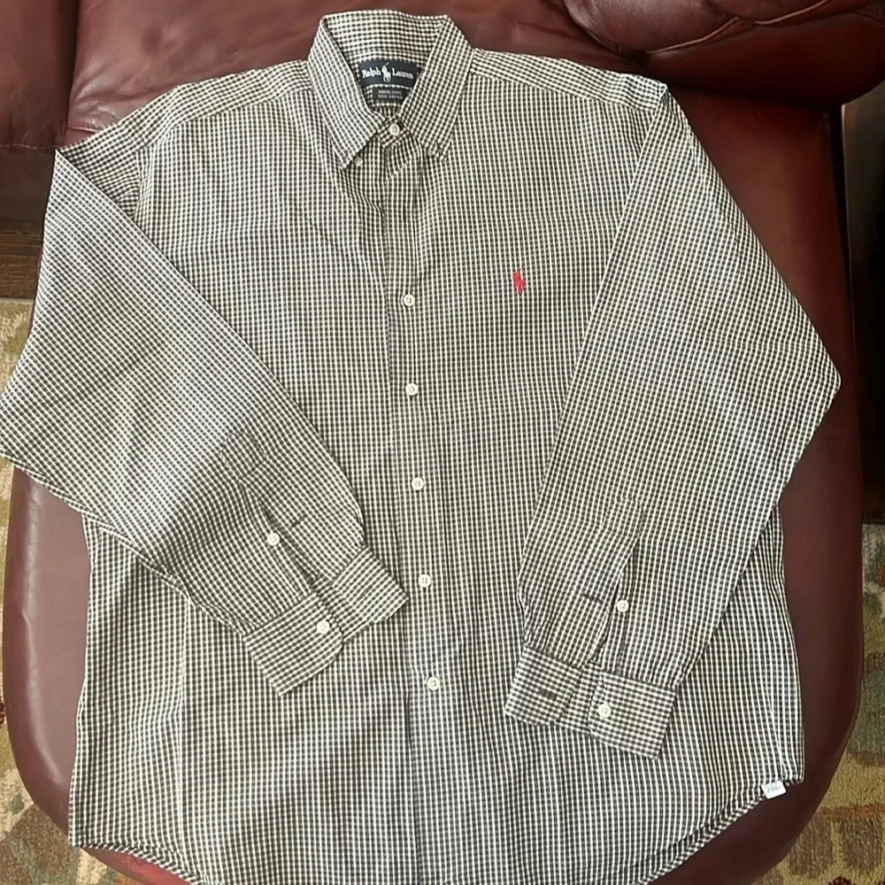 Vintage Polo Ralph Lauren Marlowe Mens L Black Red White Plaid pony Logo